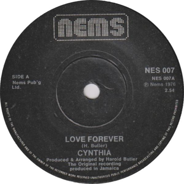 7inch Record CYNTHIA / HAROLD BUTLER - Love Forever / Love Forever Theme NES007 NEMS 1976 UK Reggae, Ska & Dub Used