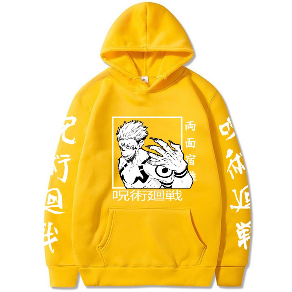 Japan Anime Jujutsu Kaisen Lustige Sukuna Grafik Hoodies Übergroßer Kapuzenpullover Hip Hop Langarm Hoodie Männer Frauen Kleidung