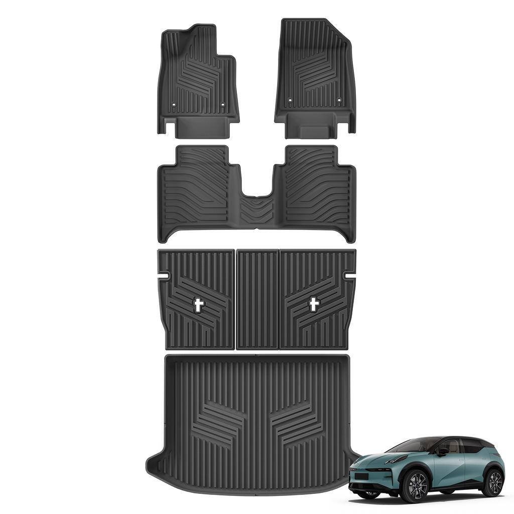 LUCKEASY Left Drive for ZEEKR X 5Seater 2023-2026 TPE Car All-Weather Floor Mats Foot Trunk Pad Cargo Liner Accessories Black
