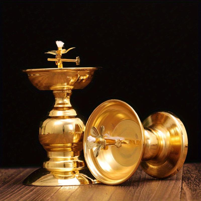 Dimmable Lamp Holder Alloy Oil Lamp Dish Cooking Oil Lamp Butter Lamp Home Worship Ever-burning Lamps for Indoor Use