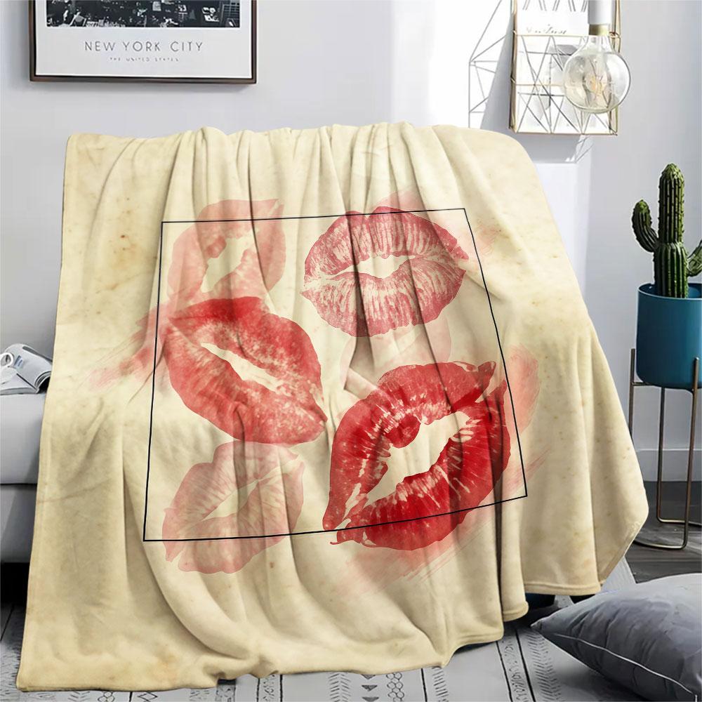1PC Heart Graphic Print Flannel Blanket Lightweight and portable for Lunch Break Warmth and Comfort Birthday Gifts Ideal Gift
