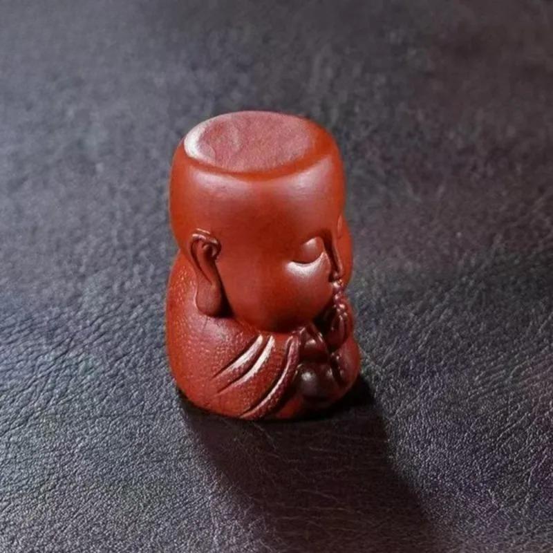 Yixing Purple Clay Maitreya Buddha Tea Pet Tea Sculpture Tea Figurine Play Toys Lid Stand Zisha Statue Ornaments Supplies Gift
