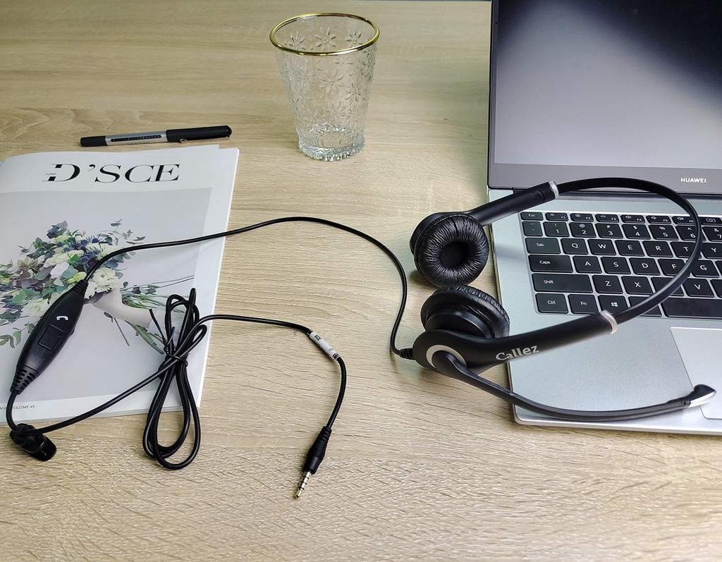 Casque binaural pour PC, téléphone portable, avec micro antibruit, compatible avec ordinateur portable, adapté au travail sur le Web depuis un centre d'appels.