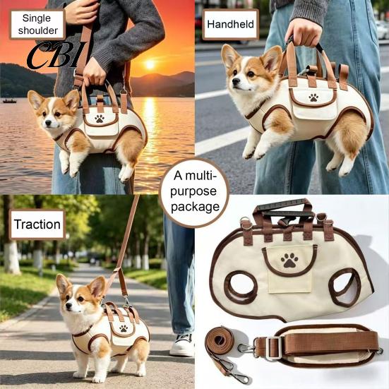 Stylish Pet Carrier for Daily Use Portable Carrier, Breathable Crossbody 2-in-1 Horizontal Lightweight Tote, Leash Style Travel Bag Small Dogs