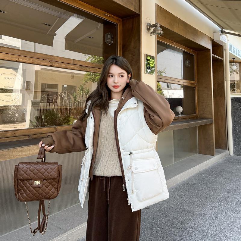 Winter vest sweater hooded fake two-piece down cotton jacket waist jacket female girl