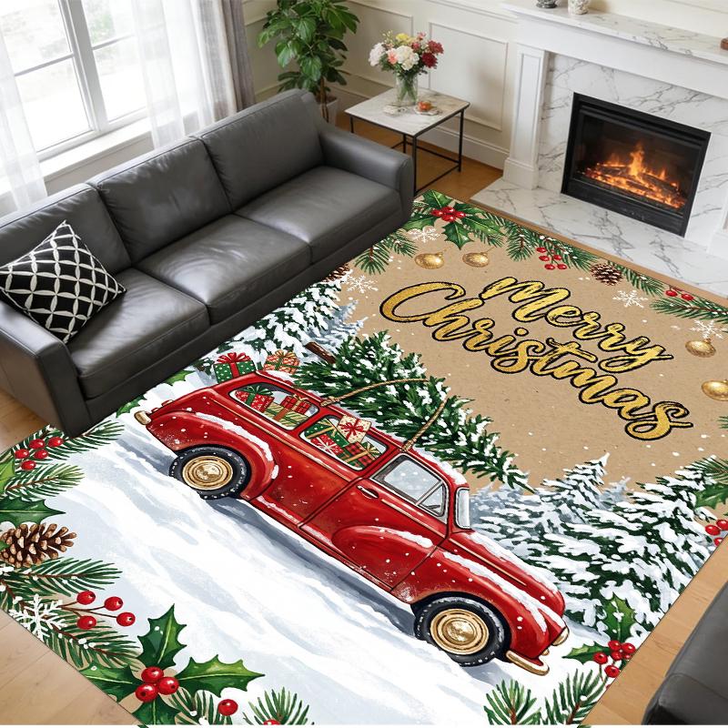 Christmas Printed Square Area Rug Soft Non Slip Floor Carpet For Bedroom Holiday Gift