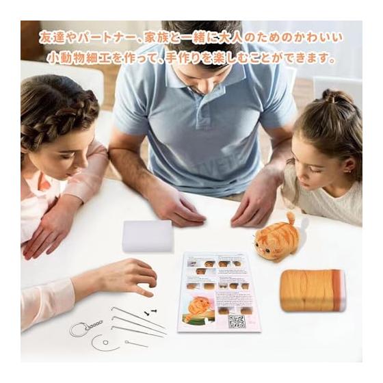 TVETE Wool Felting Kit Needle Beginner [Orange Cat] English Instruction Manual Included Handicraft Kit Introduction Stress Relief Healing DIY Craft