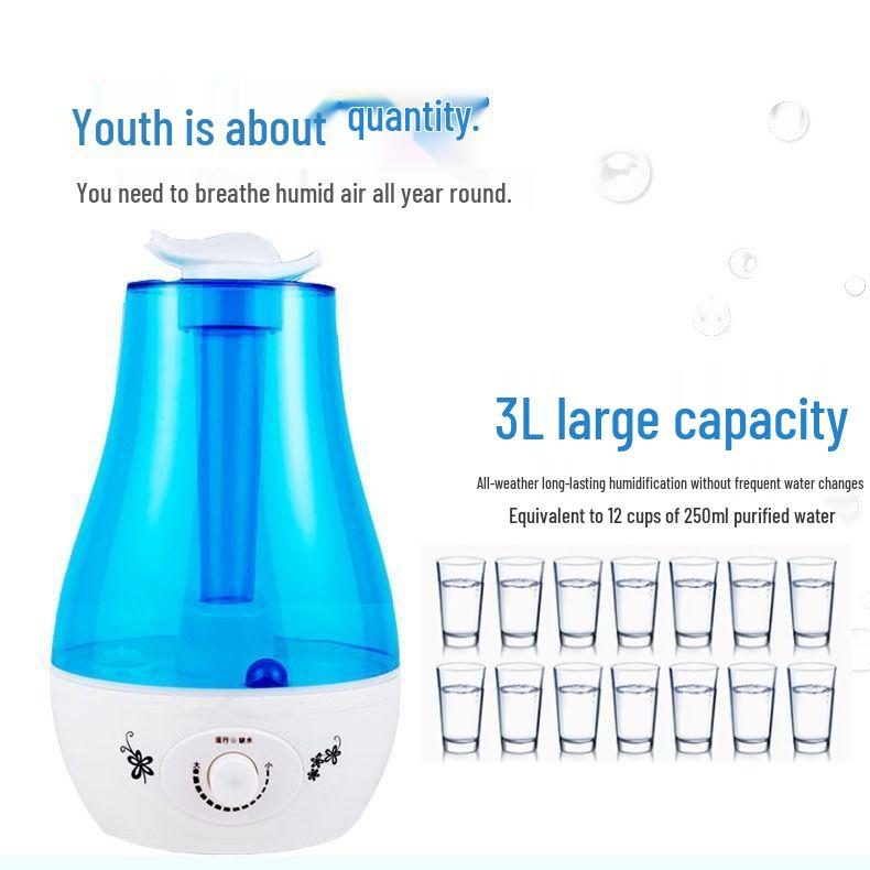 Silent Dual Mist Ultrasonic Humidifier with LED Light and Aromatherapy, Large Capacity for Bedroom & Desktop.