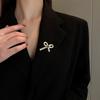 Minimalist Bow & Letter Metal Brooch - Women's Fashion Accessory for Suits and Clothing.
