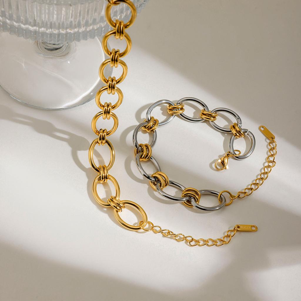 Youthway Unisex Stainless Steel Chain Bracelet Waterproof Jewelry Accessories Gold&Silver Color Minimalist Wide Chain Bracelet