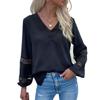 2022 Lace Patchwork Long Sleeve V-Neck Blouse - Women's Spring & Autumn Fashion
