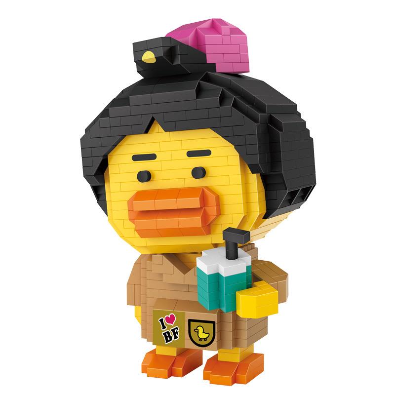 Loz Cartoon Milk Tea Yellow B Duck Particle Building Blocks Travel Duck Mini Micro Bricks Assembly Model Toys for Kid Christmas Gift