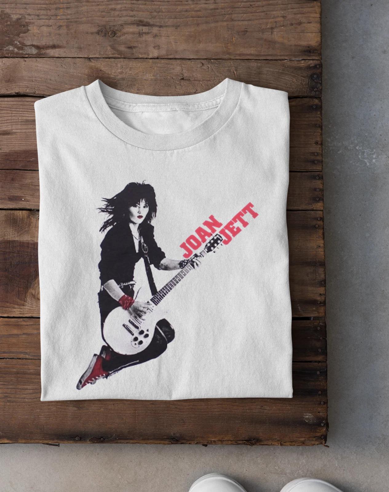 Joan Jett Guitar Girl and the Blackhearts White S-234XL Black Shirt XL
