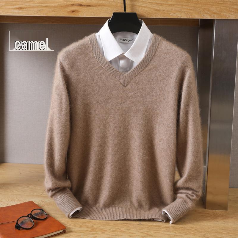 Men's Luxury Cashmere Knit V-Neck Sweater - Autumn/Winter Collection