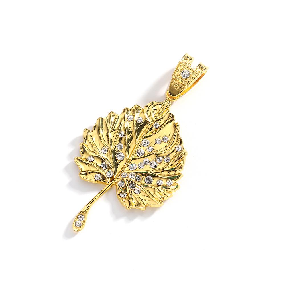 

Creative Leaf Alloy Pendant Necklace: Hip Hop Rope Chain for Men
