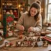 Creative Christmas Keepsake Sewing Workshop Advent Calendar, 24-Day Countdown Box with Miniature Unique Holiday Collection Acrylic Ornaments