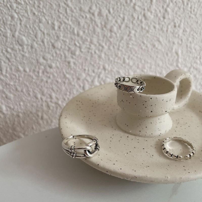 Korean S925 Sterling Silver Retro Design Ring for Women - Non-Fading, High-End Chain Style Finger Jewelry