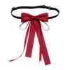 Elegant Pearls Long Ribbon Bowtie with Pin Pre Tied Adjustable Preppy Styles Bowknot Necktie for Fashionable Women Ties