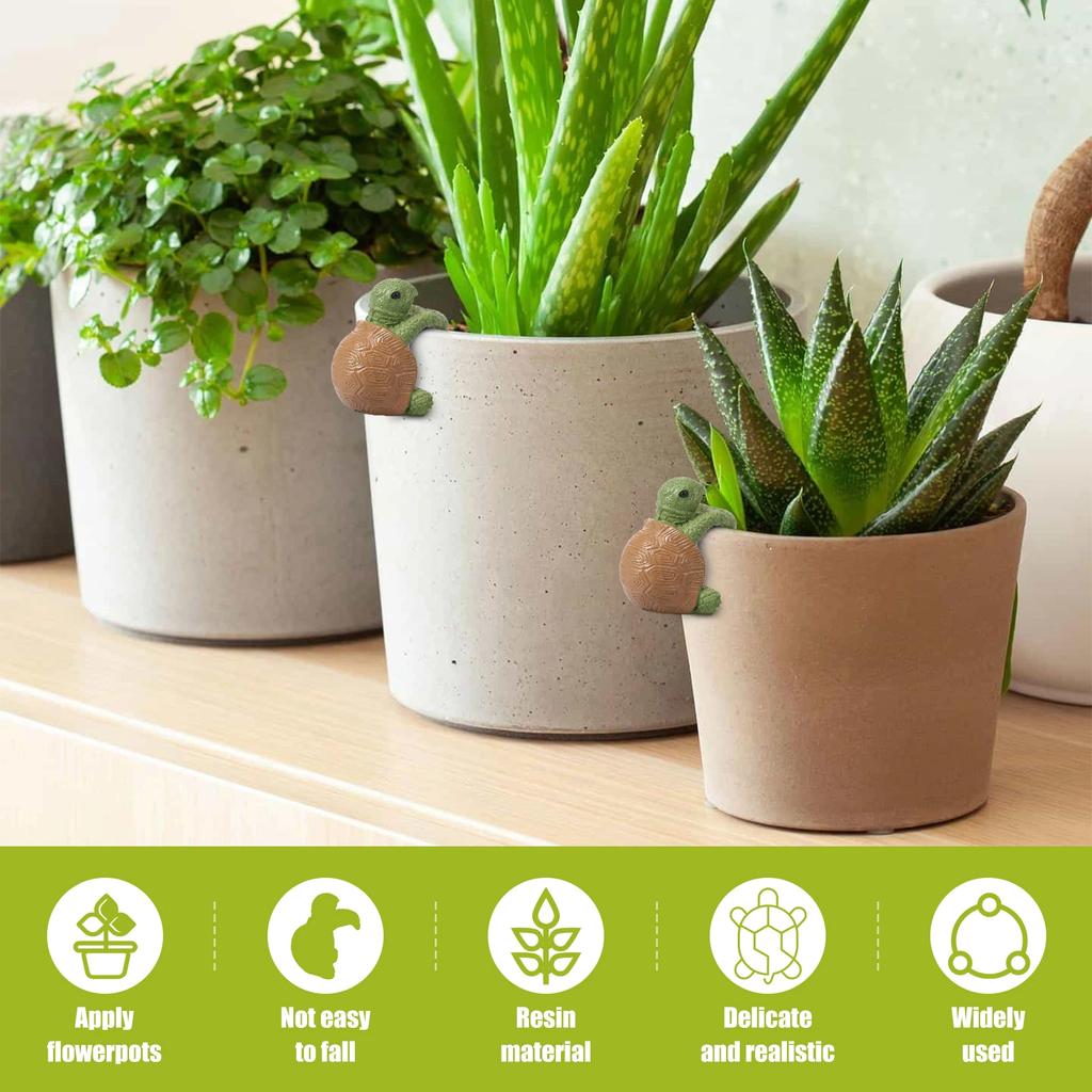 Resin Turtle Statue Pot Decoration Realistic Tortoise Figure Pot Hanger Interesting Statues Decorations for Vase Fish Tank