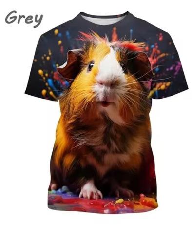 Süßes Hamster-Muster T-Shirt, 3D-bedrucktes kurzärmeliges T-Shirt für Herren und Damen, extra große Größe Hip-Hop T