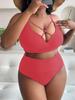 Damen einfarbiger Badeanzug Badeanzug Zweiteiler Strandmode Bikini Übergröße Badeanzüge