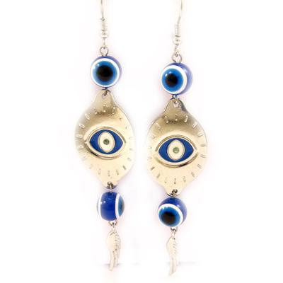 [L5128] - Silver Blue 'Fatma' Designer Earrings