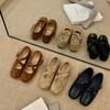 Retro suede cross-strap ballet single shoes women's 2025 spring and autumn new ballet with skirt late evening wind Mary Jane shoes