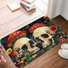Aesthetic Mushroom Skull Printed Kitchen Carpet Living Room Dining Room Laundry Floor Mat Bath Balcony Hallway Non-Slip Door Mat