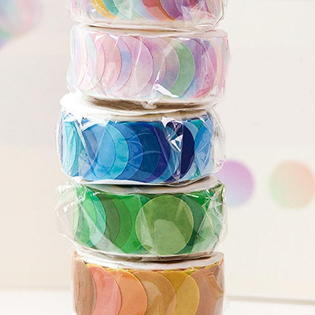 8 Rolls Washi Tape Gift Bag Seal Stickers Round Decorative Dot Scrapbook Accessory DIY Craft Project