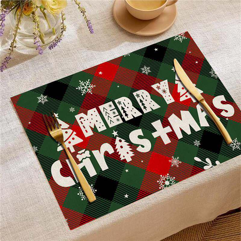 New Year Christmas Table Mat Print: Simple Home Tablecloth Placemat and Decoration