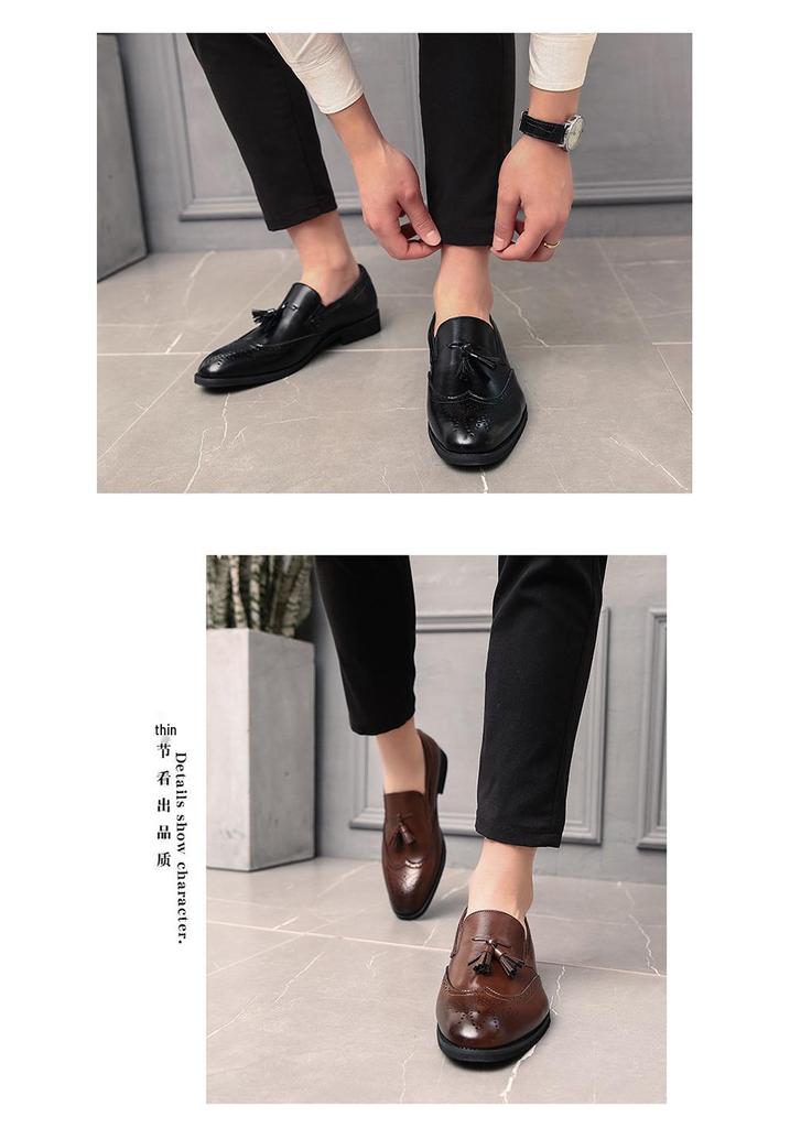 Men's Tassel Brogue Leather Slip-ons: Plus Size Casual & Wedding Shoes