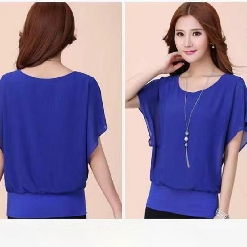 Women Blouse Chiffon Batwing Shirts Summer Casual Loose Tops