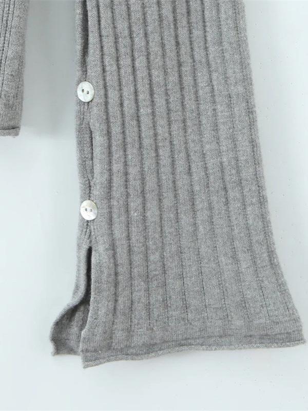 Korean Retro V-Neck Cardigan & High Waist Pleated Skirt Knit Set