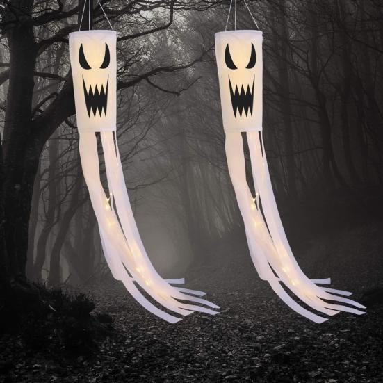 Halloween Geist Windsack Flagge 40 Zoll Outdoor Hängende Dekoration Gruselige Fliegende Geist Windspiele für Hof Terrasse Garten Gehweg Baumdeko