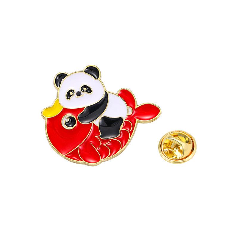 Merchandise Spring Festival New Panda Brooch God Of Wealth Styling Success Good Luck Alloy Oil Drip Badge Badge