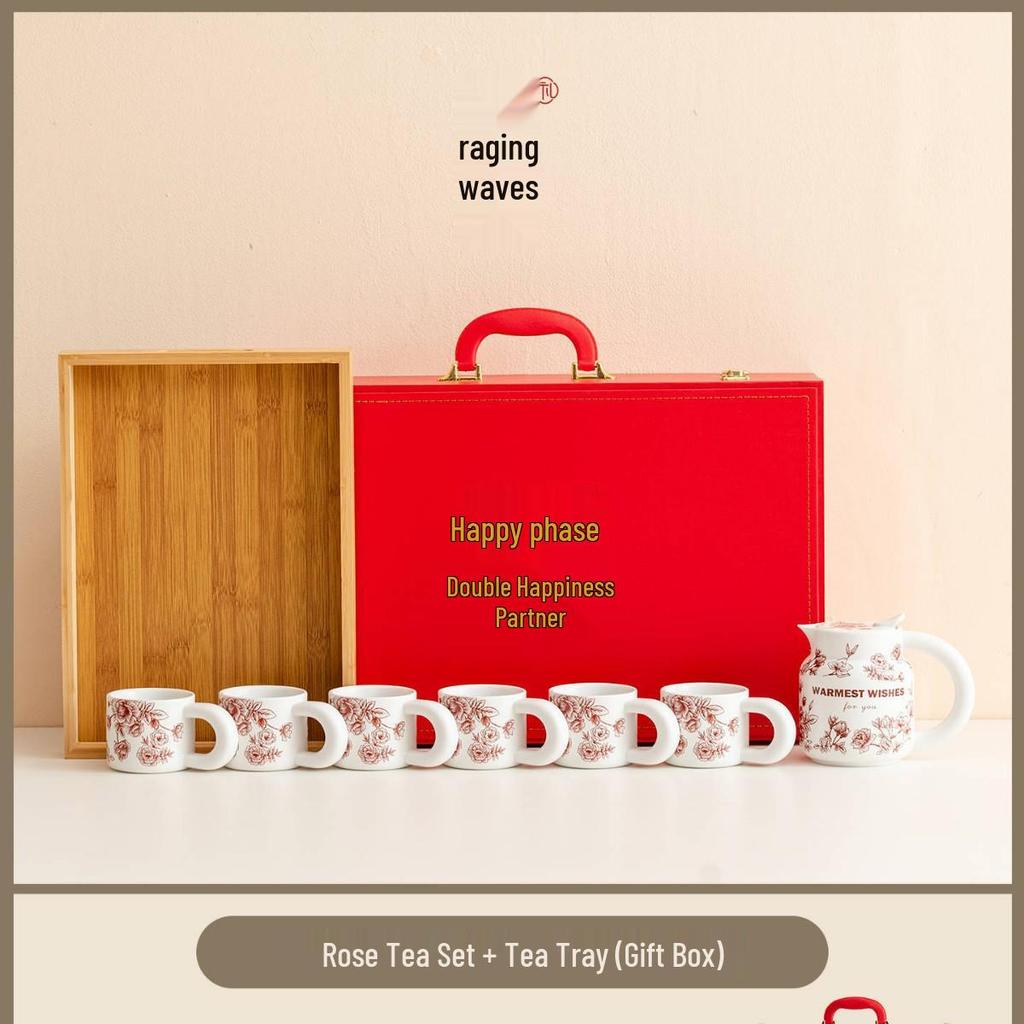 Newlywed Tea Set: Teapot & Teacups Gift for Couples & Friends
