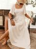 New Arrival 2025: Solid Color Square Neck Slimming Dress with Flutter Sleeves