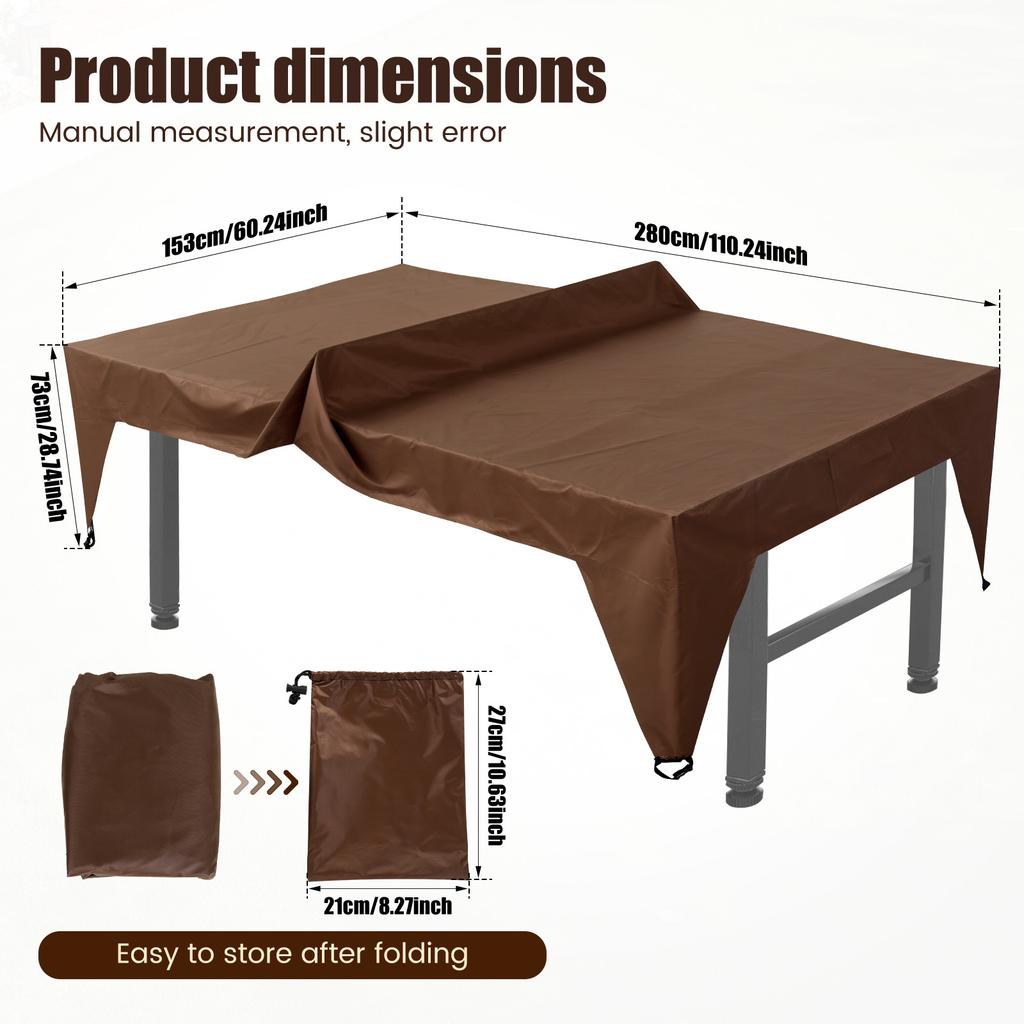 Table Tennis Table Cover 210D Oxford Fabric Waterproof Ping Pong Table Cover Outdoor Terrace Long Tables Cover for 4 Seasons Use