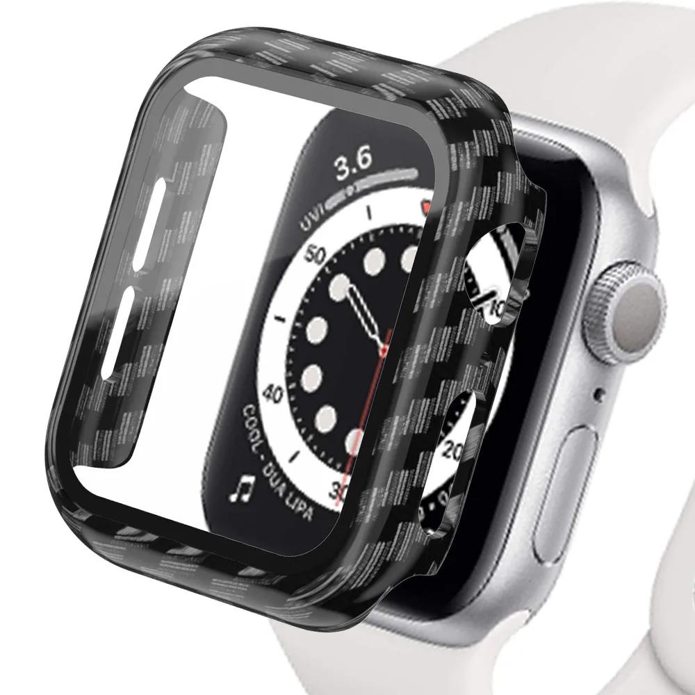 Glass+Matte Watch Cover for Apple Watch Case 45 41 44 40mm 42mm 38mm Bumper+Screen Protector for Iwatch SE 9 8 7 6 5 4 3 2 cover