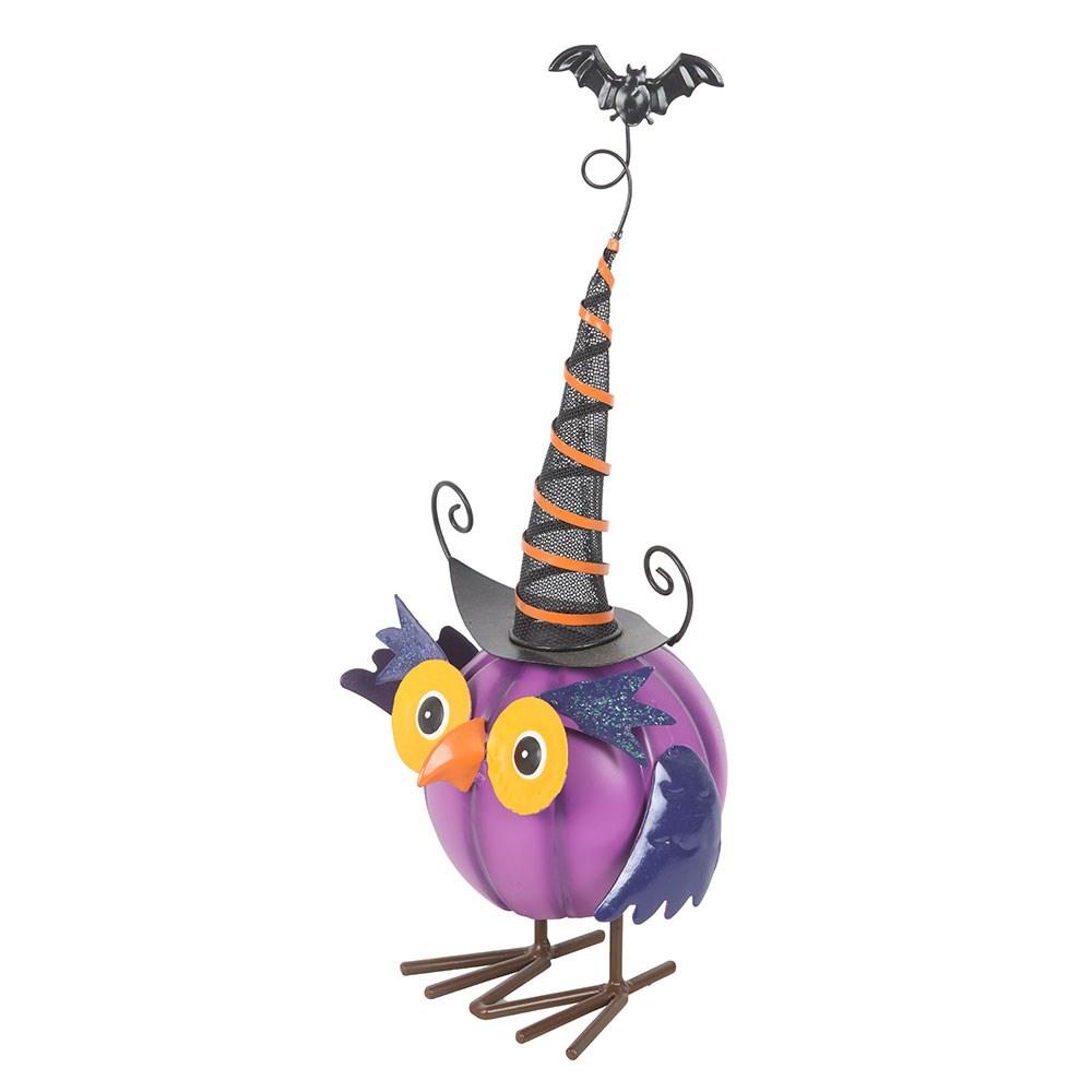 Something Different Metal Owl & Witch Hat Ornament