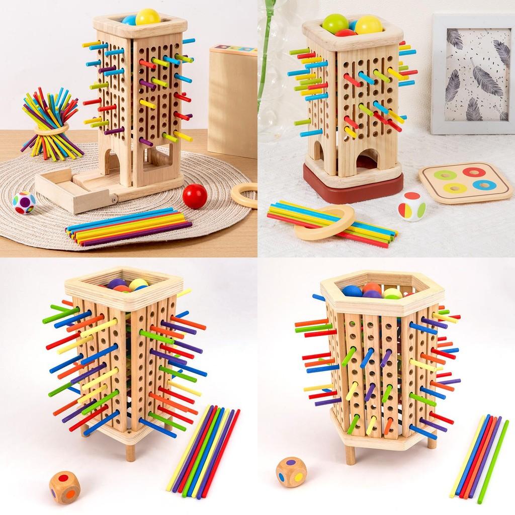 Wooden Stick Trishape Educational Game For Kids With Color Recognition And Parentchild Interaction
