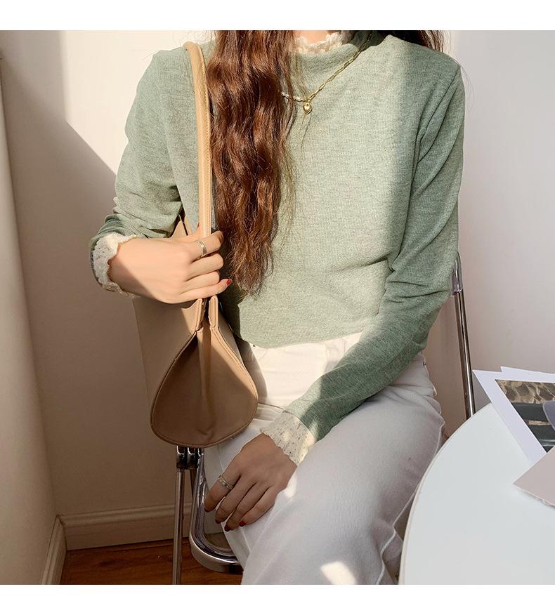 Niche Lace Ruffle Stand Collar Women's Plus Size Chic Slim-fit Winter Top