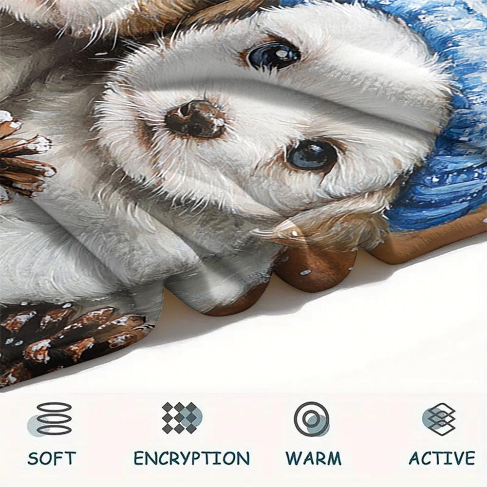 Puppy Print Flannel Blanket, High quality Comfortable for All Seasons, Home Decor, Warmth and Comfort, Perfect for Christmas Gifts