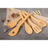 5pcs Bamboo Cooking Utensil Set Natural Eco-Friendly Kitchen Tools Hand Wash Only Multi-Functional Stirring Serving Spoons