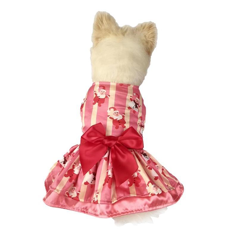 Pet Clothes Christmas Dress Double New Bow Christmas Tree Snowflake Old Man Elk Fan Red Green