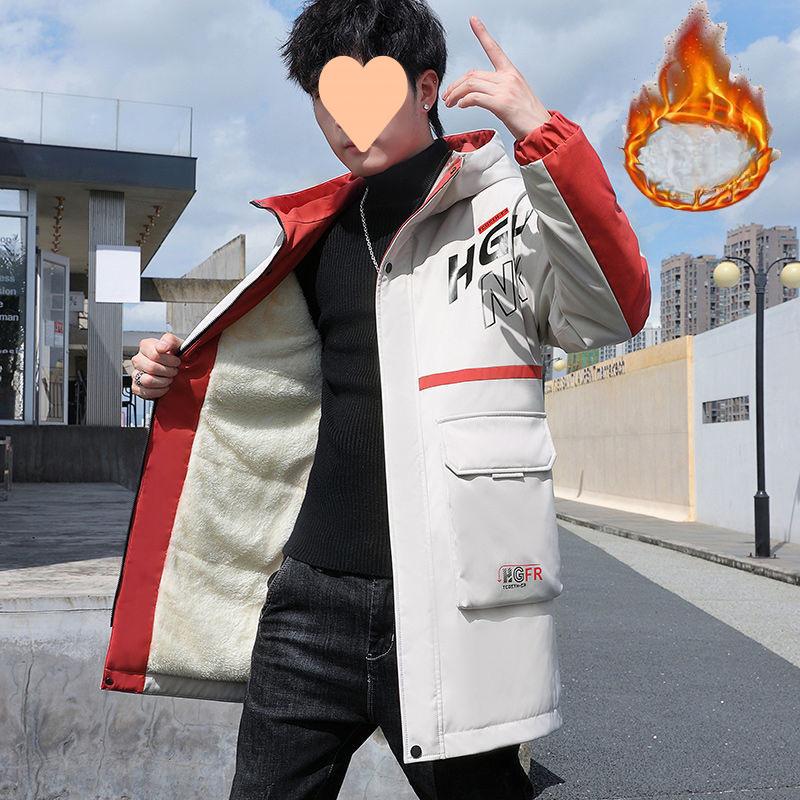 Herbst- und Winter-Neue Jacken, Vielseitige Jugend, Trendige Herren-Verdickte Jacken, Hübsche Studenten, Mittel- und Lange Samt-Baumwollmäntel für Herren