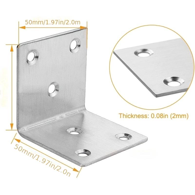 Heavy Duty Stainless Steel Corner Brackets - 90 Degree L Shape Right Angle Braces for Wood, Shelves, Wooden Frames, Beds