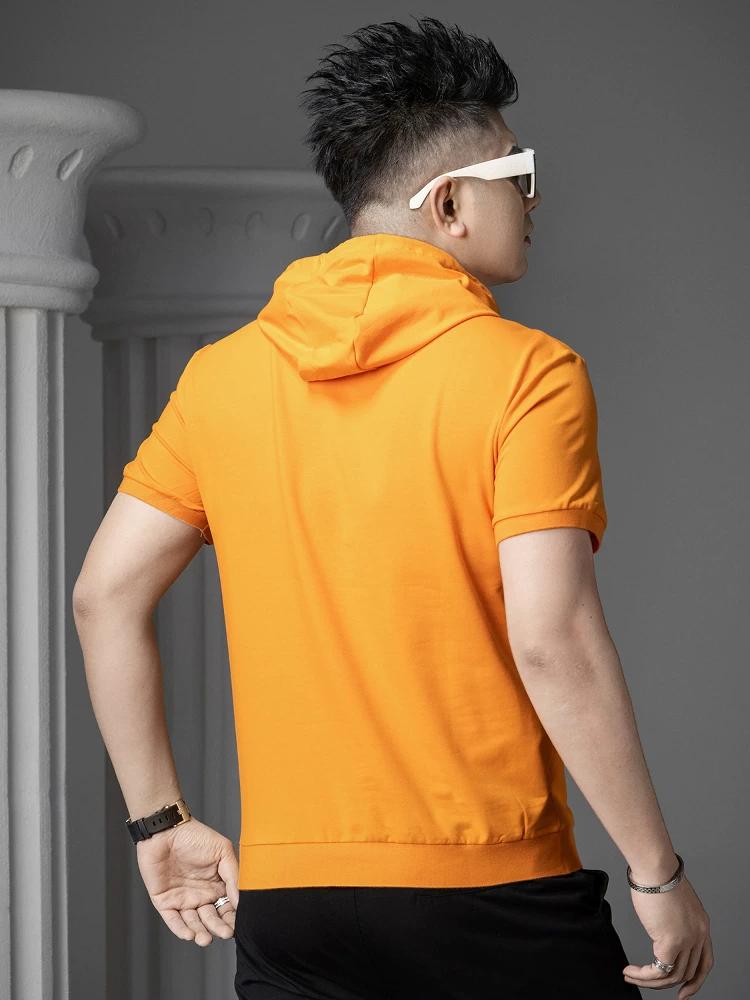 Ozhouzhan High end Letters Print Short sleeve T-shirt Men's 2025 Summer Fashion Brand Slim fit Half Sleeve Hoodie