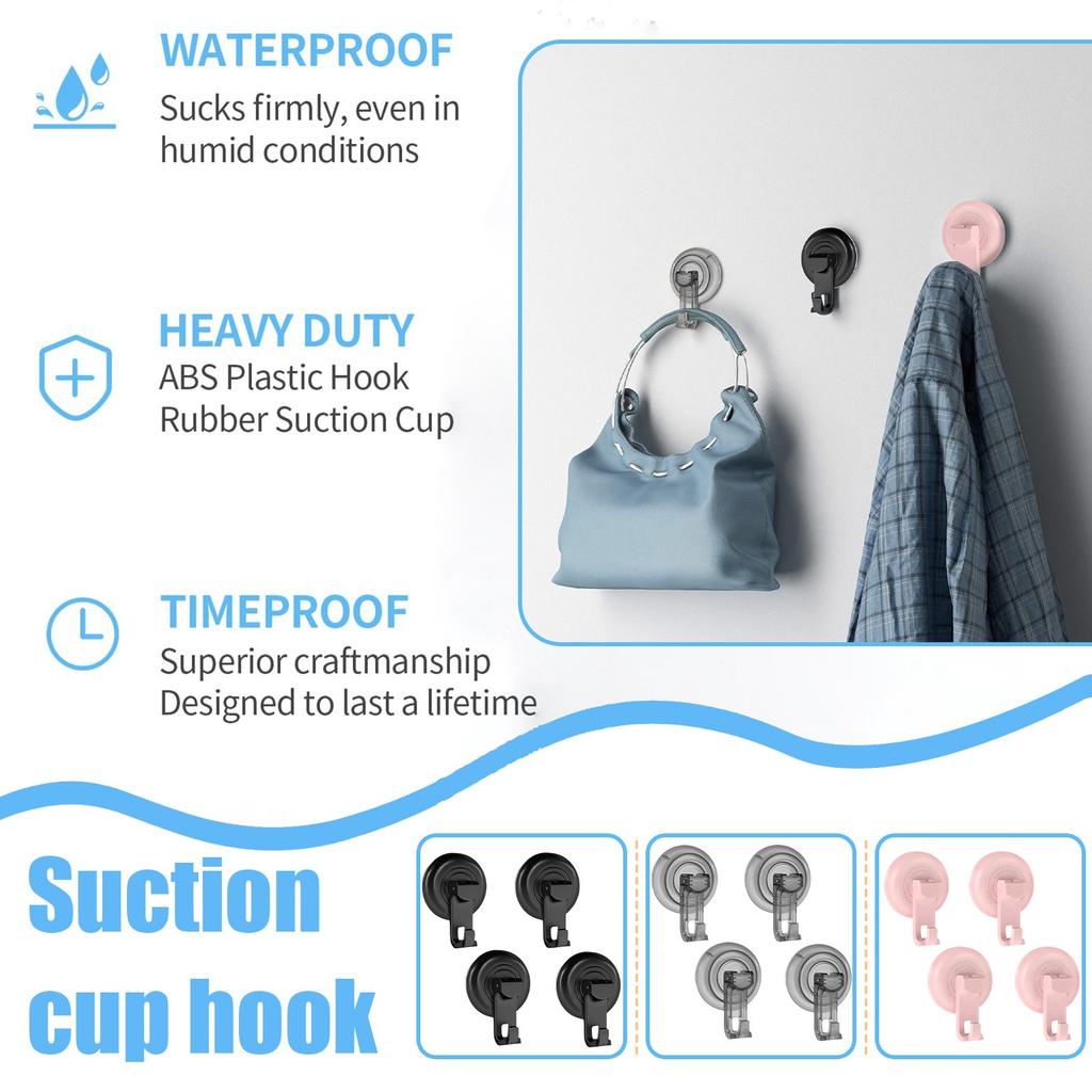 Suction Cup Hooks, Removable Vacuum Suction Cup Hooks Clear Suction Cup Hanger Powerful Vacuum Suction Hanger Heavy Duty Suction Shower Hook For