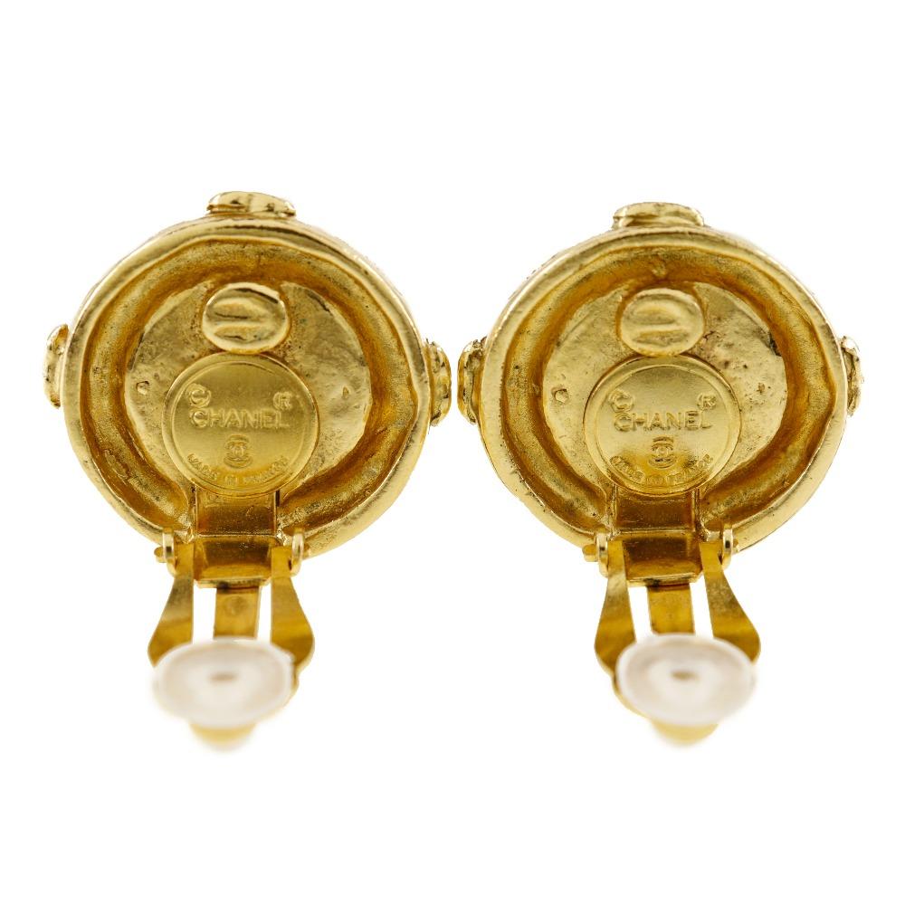 Chanel COCO Mark Earring Vintage Plated Gold 20.7g Women Used